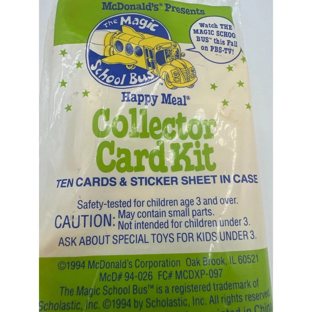1994‎ McDonald's Magic School Bus Collector Card Kit Sealed Happy Meal Toy #1